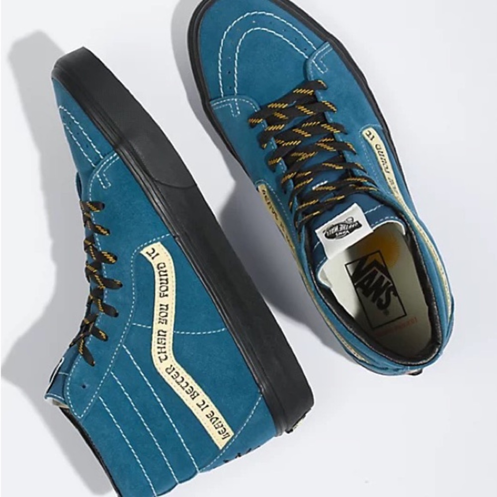 vans x parks project sk8-hi blue & black skate shoes